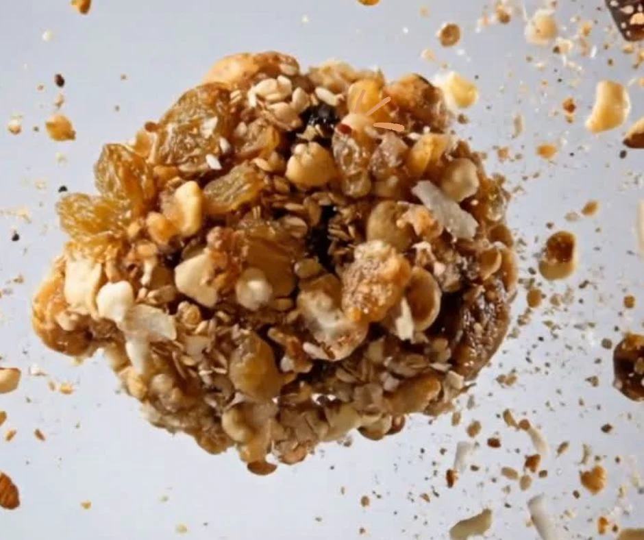 Close-up of a dry-fruit Tiffin Laddu